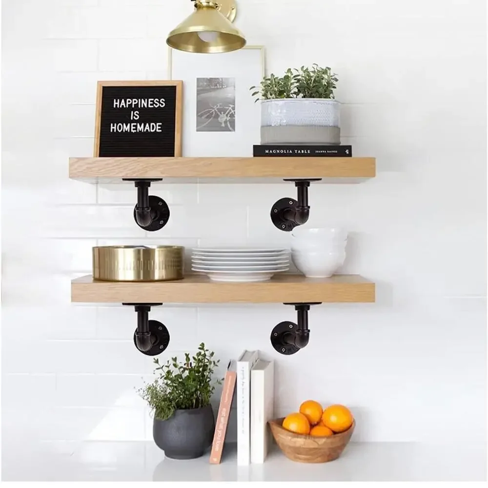 Floating Shelf Brackets Hanging Wall Mounted DIY Industrial Pipe Heavy Duty, NEW